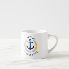 Taza De Espresso Capitán Nombre Barco Anchor Estrella del Laurel Es