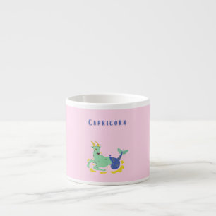 Taza De Espresso Capricornio rosa, zodiaco, estampado de estrellas