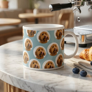 Taza De Espresso Cara de Mascota Personalizada en Azul Polvoriento 