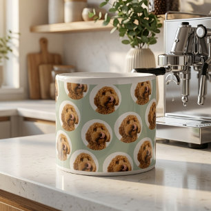 Taza De Espresso Cara de Mascota Verde Salvia Personalizada