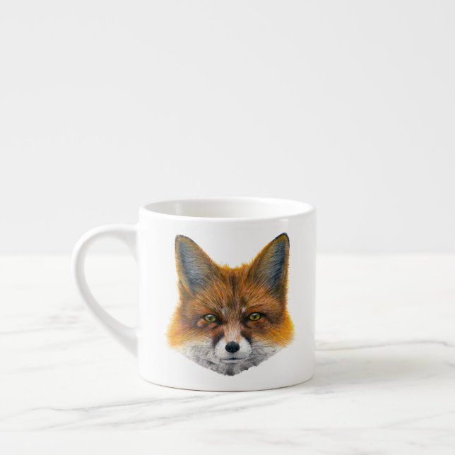 Taza De Espresso Cara Fox - Pintura en acrílico (Izquierda)