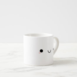 Taza De Espresso Cara japonesa sonriente linda del Emoticon de
