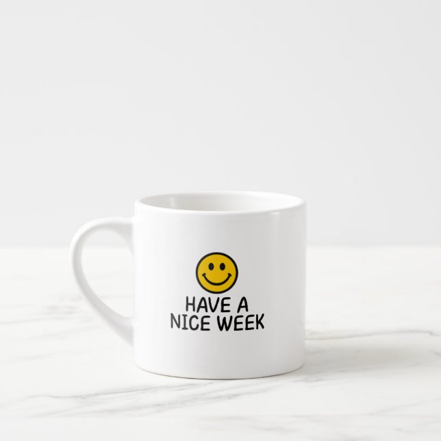 Taza De Espresso Cara Sonriente Amarilla Palabras Amables (Izquierda)