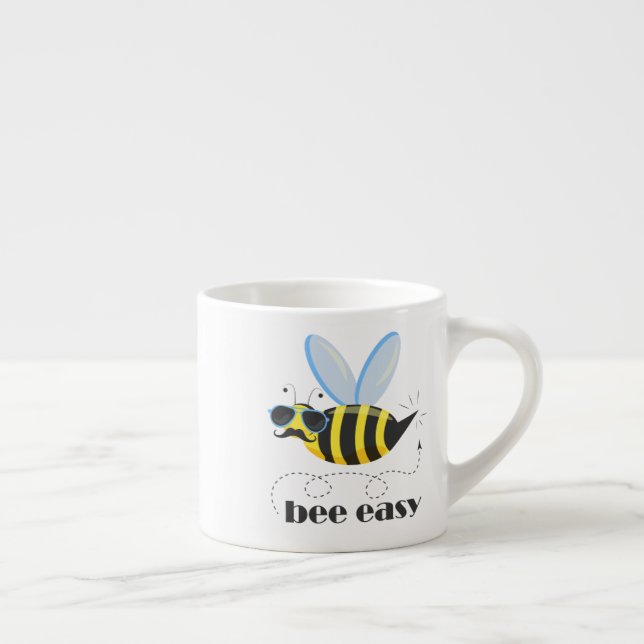 Taza De Espresso Carácter de abeja con gafas de sol bigote Bee Fáci (Derecha)