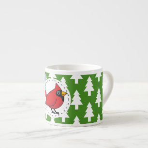 Taza De Espresso Cardenal rojo personalizado sobre el patrón de los