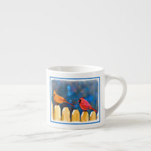 Taza De Espresso Cardenales sobre la pintura de la cerca - Arte ori