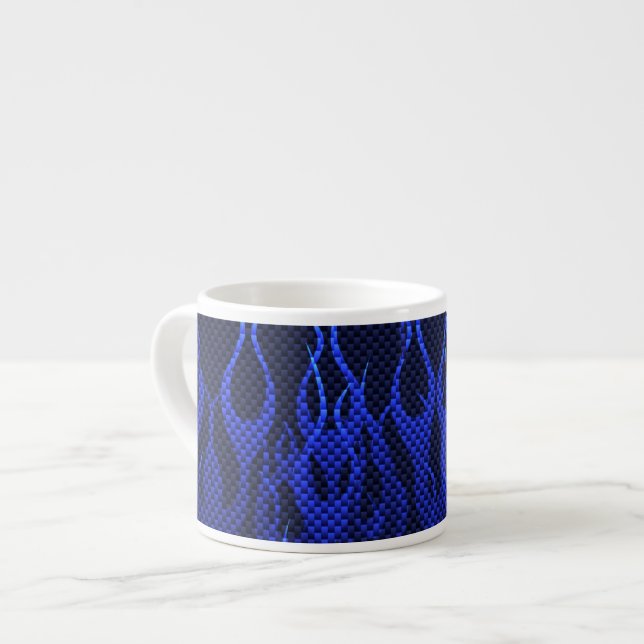 Taza De Espresso Carreras azul llama a la impresión de fibra de car (Izquierda)