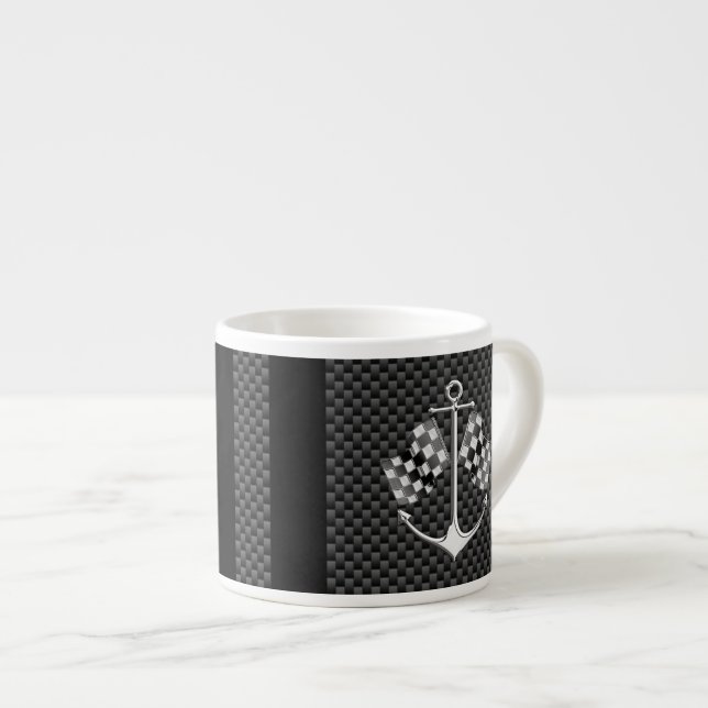 Taza De Espresso Carreras náutica en decoración de fibra de carbono (Derecha)