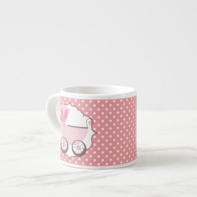 Taza De Espresso Carro de bebé rosado hermoso Baby Shower (Izquierda)
