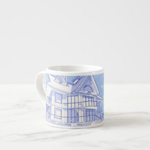 Taza De Espresso casa: drenaje de la acuarela