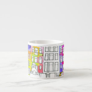Taza De Espresso Casas de Amsterdam: Patrón Seamless de acuarela