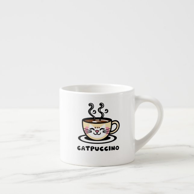 Taza De Espresso Catpuccino Funny shirt! Cute cappuccino cat mashup (Derecha)