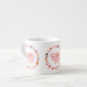 Taza De Espresso Cerdo Personalizado lindo Mandala Espresso Mug