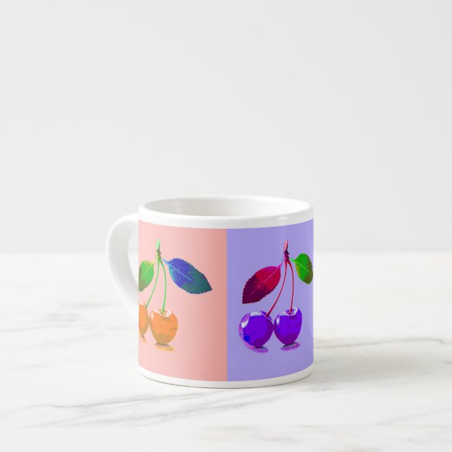 Taza De Espresso Cerezas coloridas - Arte pop (Izquierda)