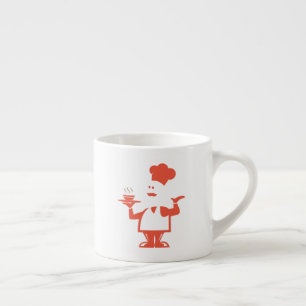 Taza De Espresso Chef sosteniendo un tazón de sopa