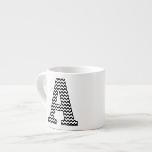 Taza De Espresso Chevron negro y blanco un monograma