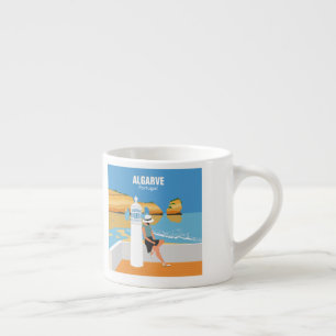 Taza De Espresso Chica de playa de Algarve estilo vintage