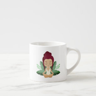 Taza De Espresso Chica de yoga calma bienestar arte edificante y co