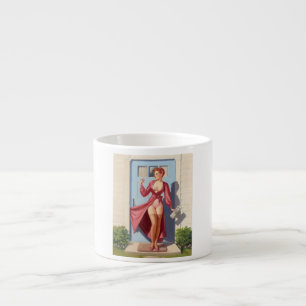 Taza De Espresso Chica del Pin-Up del Periódico Matutino