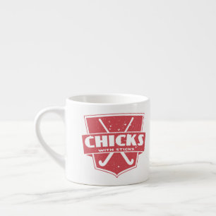 Taza De Espresso Chicas de hockey con garrapatas