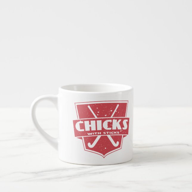 Taza De Espresso Chicas de hockey con garrapatas (Izquierda)