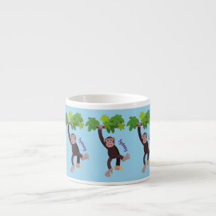 Taza De Espresso Chimpancé lindo en personalizado colgante de la ju