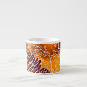 Taza De Espresso Chrysanthemum japonés: Patrulla acuarela sin mar