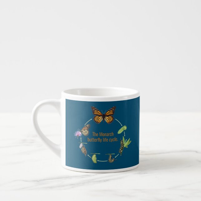 Taza De Espresso Ciclo de vida de la mariposa monarca (Izquierda)