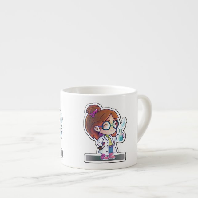 Taza De Espresso Científico chica Pegatina Art Espresso Mug (Derecha)
