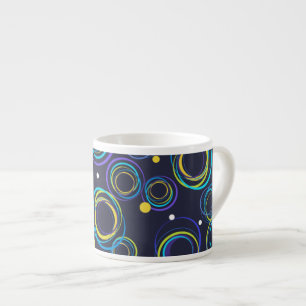 Taza De Espresso Círculos divertidos, peluca de espresso azul marin