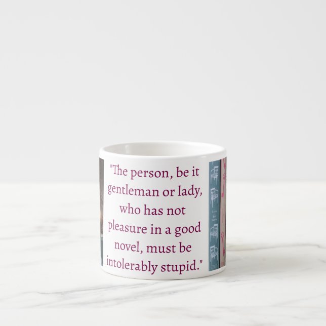 Taza De Espresso Cita de Jane Austen (Borgoña) (Frente)
