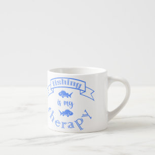 Taza De Espresso Cita de la bandera Pesca es mi terapia