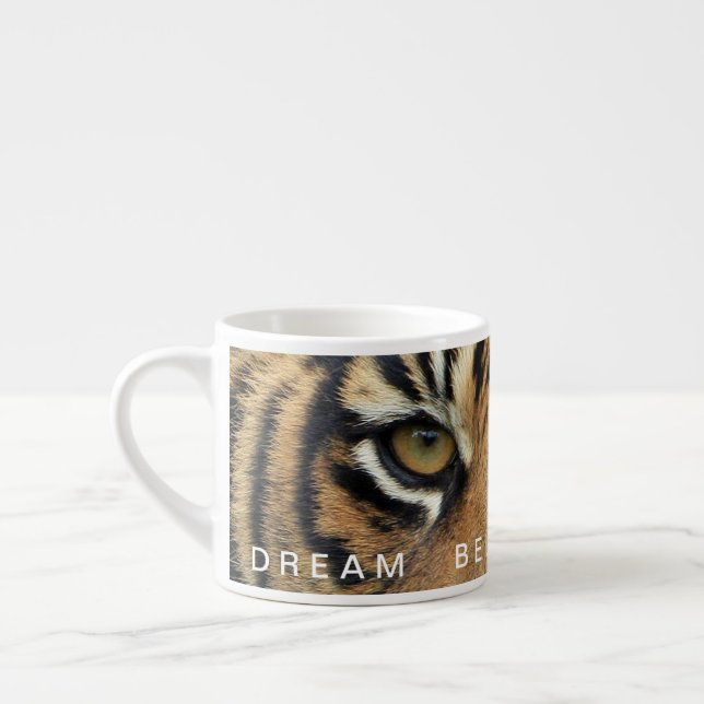 Taza De Espresso Cita motivacional de ojo de tigres sueño creencia  (Izquierda)
