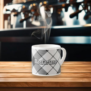 Taza De Espresso Clan MacFarlane Tartán blanco y negro