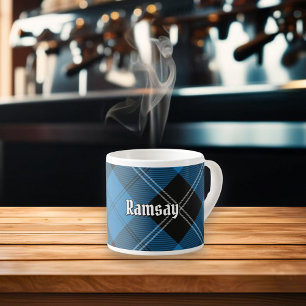 Taza De Espresso Clan Ramsay Blue Hunting Tartán