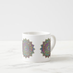 Taza De Espresso Clásico Colorido Mandala Estilo India 1