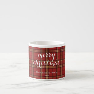 Taza De Espresso Clásico Cuadro Escocés Feliz Navidad Festivo - 