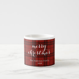 Taza De Espresso Clásico Cuadro Escocés Feliz Navidad Festivo - 