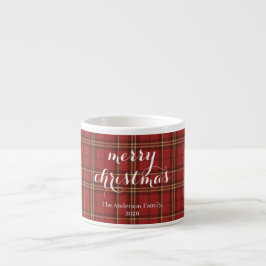 Taza De Espresso Classic Plaid Merry Christmas Festive - 