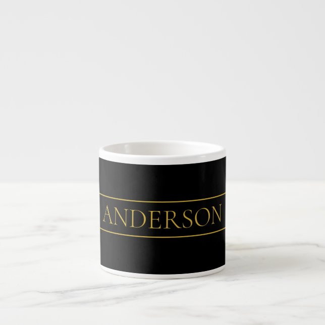 Taza De Espresso Classy Personalizable Gold Text & Lines (Frente)