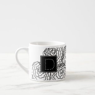 Taza De Espresso Clavel Monograma de Dibujo a Mano de Floral Doodle