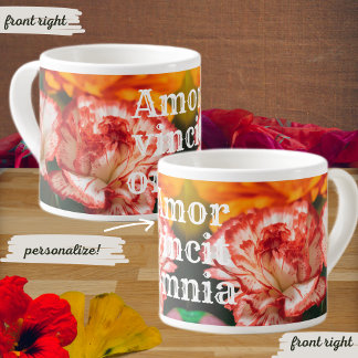 Taza De Espresso Claveles a rayas y gerbera