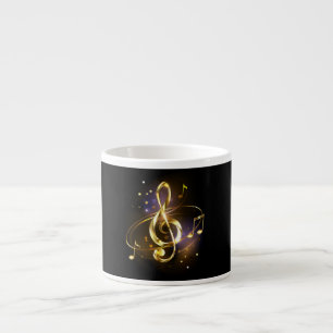 Taza De Espresso Clef de sol de música dorada