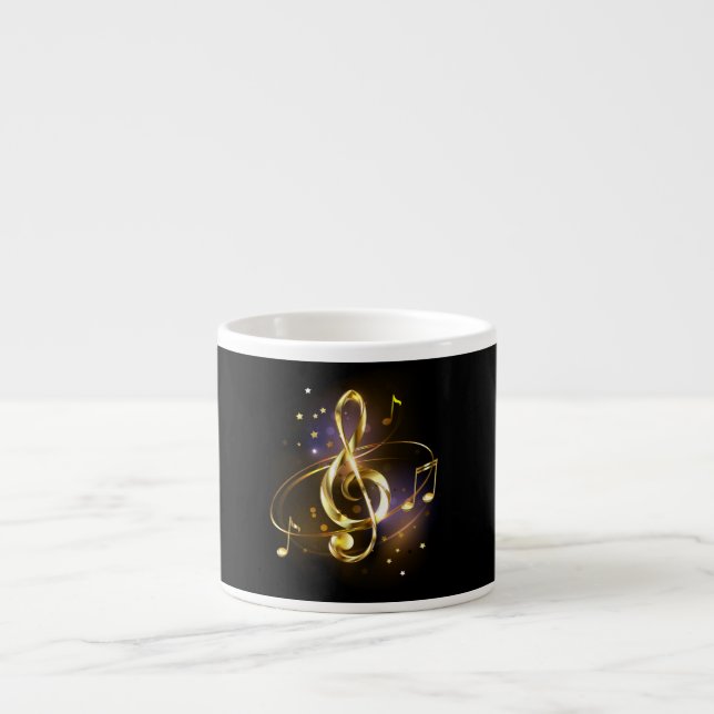 Taza De Espresso Clef de sol de música dorada (Frente)