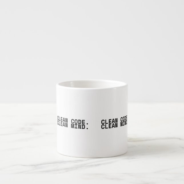 Taza De Espresso Código limpio, mente limpia minimalista (Frente)