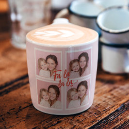 Taza De Espresso Colage de Fotos de Navidad con Rosa Florecido Fa L