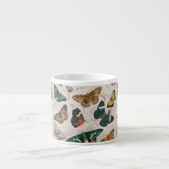 Taza De Espresso Colección de mariposa Mariposas antiguas (Frente)