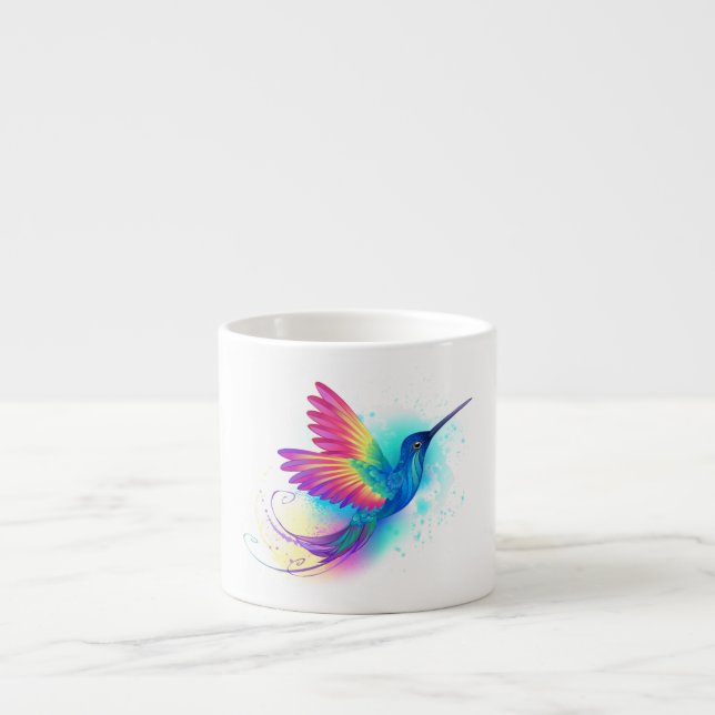 Taza De Espresso Colibrí arcoiris exótica (Frente)