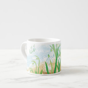 Taza De Espresso Colirio blanco, Ilustracion Galanthus nivalis