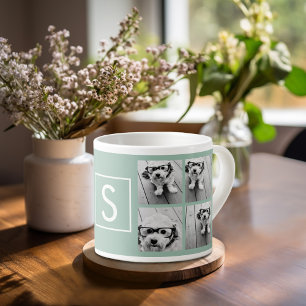 Taza De Espresso Collage de Fotos con Monograma Personalizado - Ver